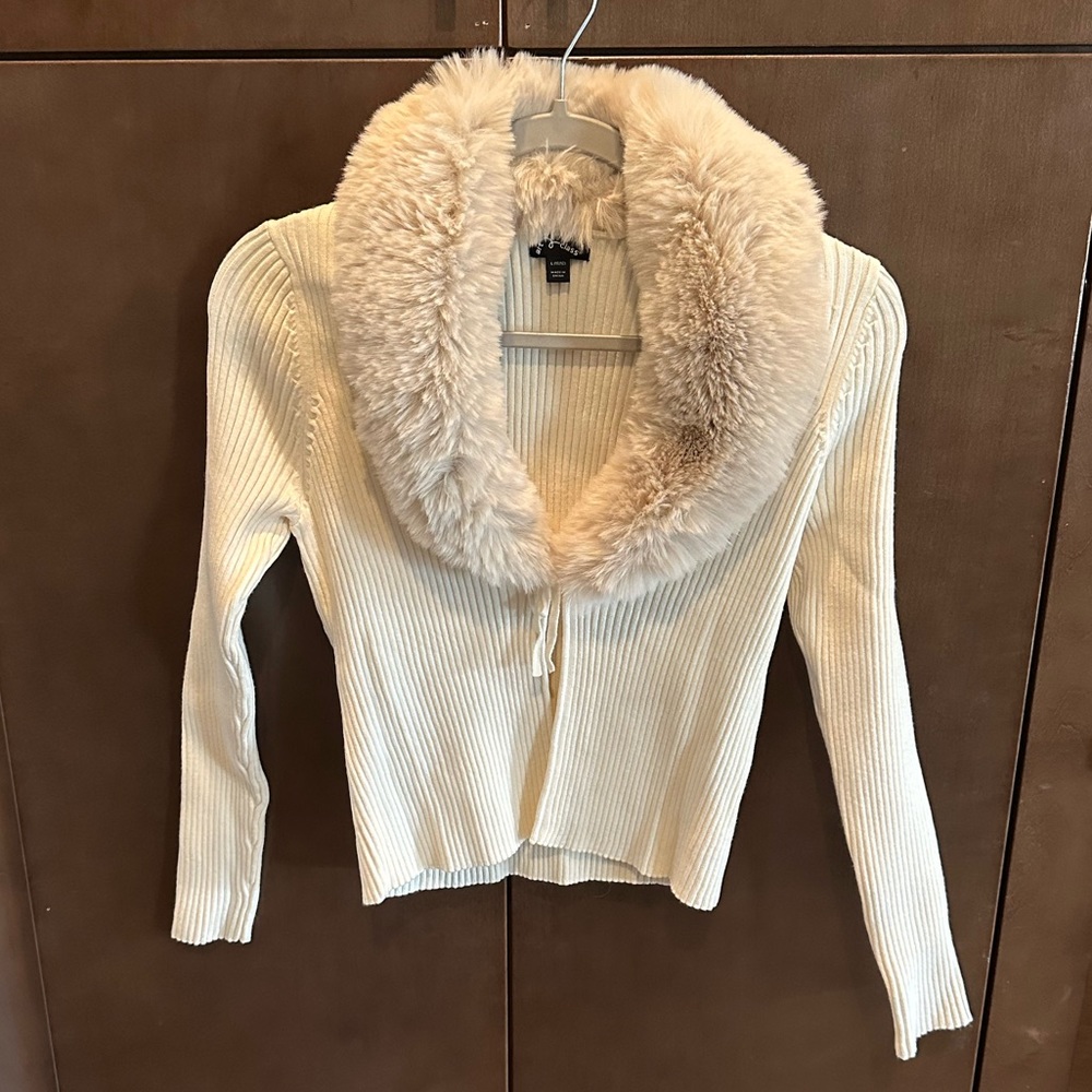 Faux Fur Collar Sweater